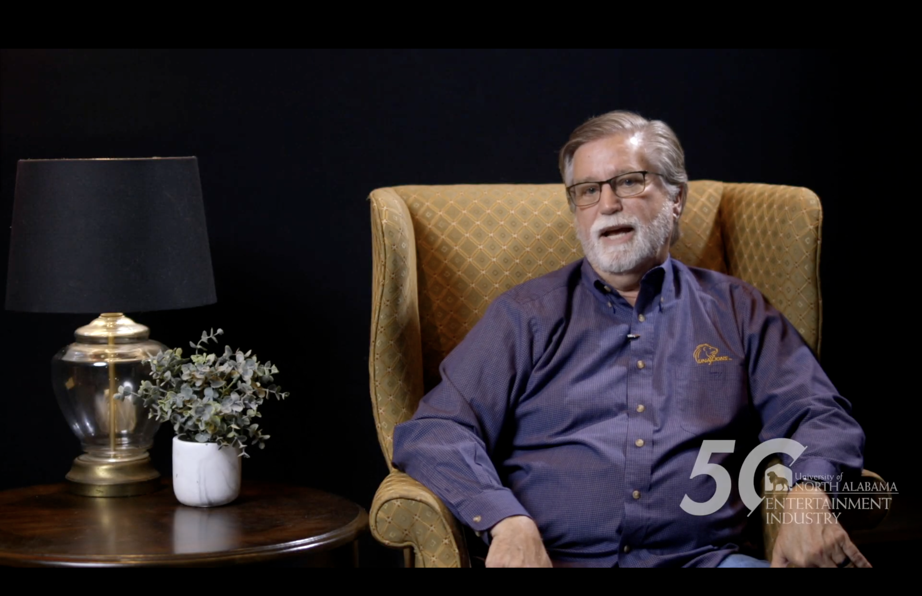 Kevin Lamb, a music publisher and former adjunct faculty member in the Department of Entertainment Industry at UNA, sits for his video describing his experience with the department as a student.